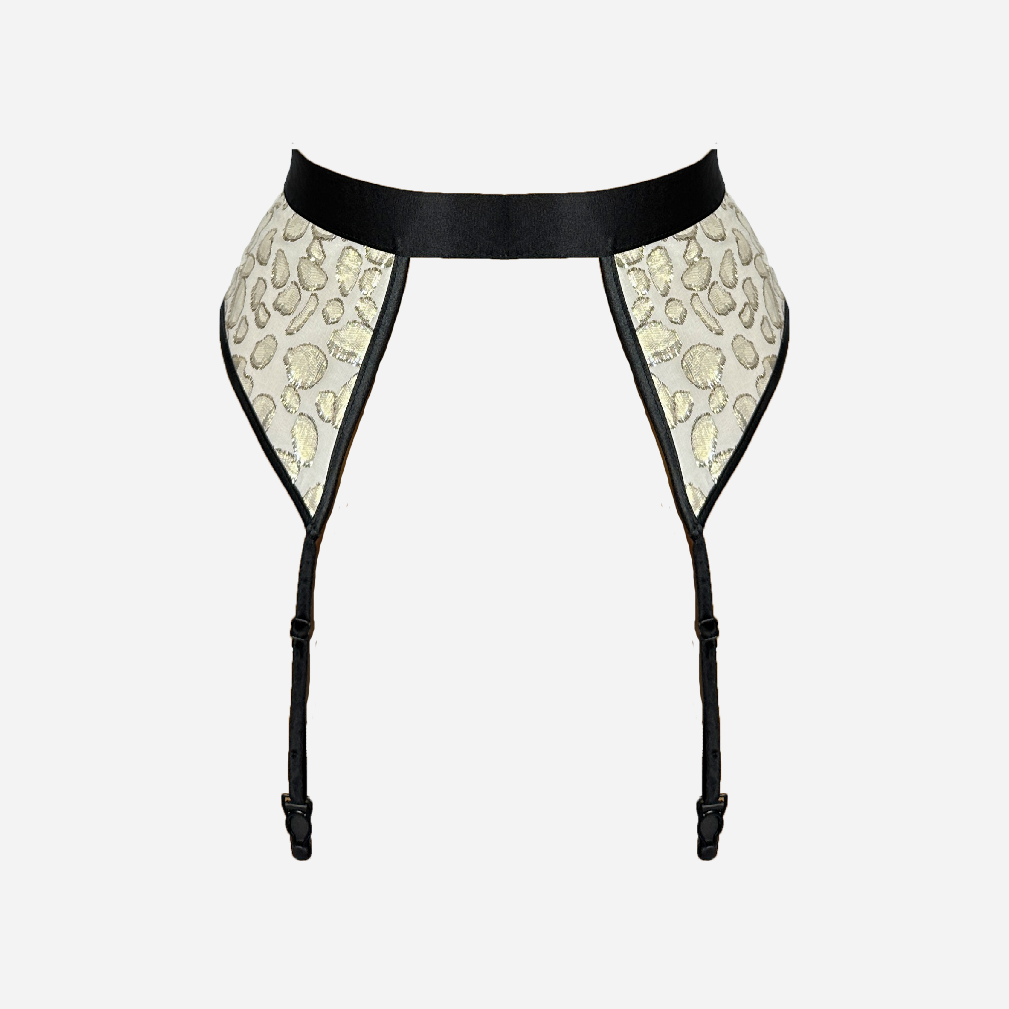 LIORA Suspender Belt Silk Cream-Black with Gold Accents Laviant Mi LIORA Suspender Belt Silk Cream-Black with Gold Accents Laviant Mi